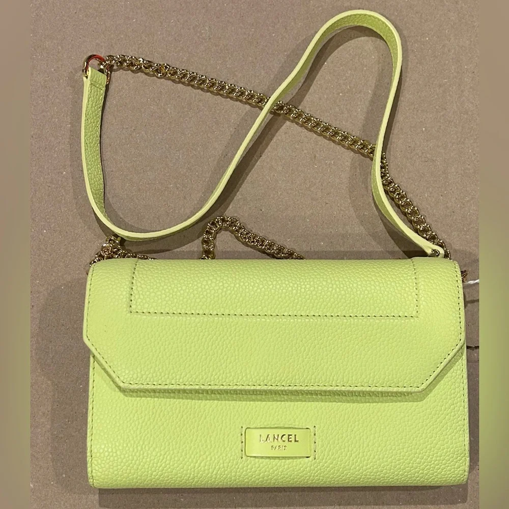 Lancel Ninon Leather Lime Chain Wallet Crossbody - Picture 4 of 10